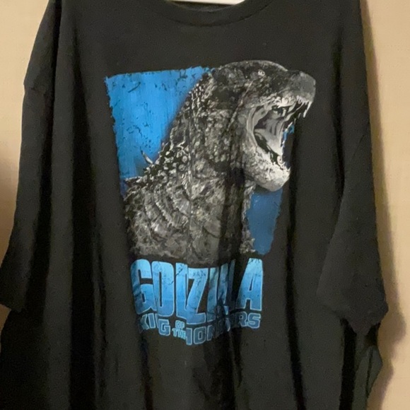 Black Graphic Tee with Blue Godzilla Print - Picture 2 of 4